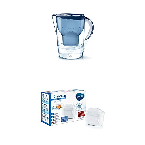 Brita Wasserfilter Marella XL, inkl. 1 Maxtra+ Filterkartusche blau + Filterkartuschen Maxtra+ 2er Pack weiß