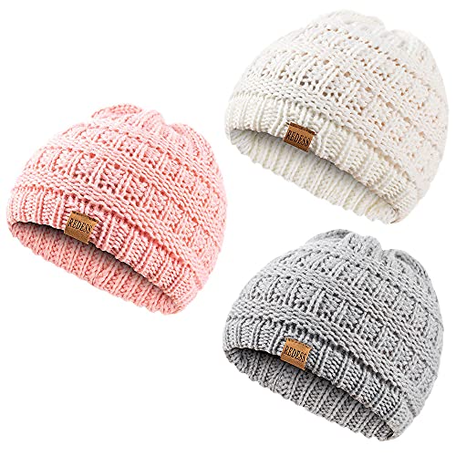 3er Pack  REDESS Baby Kinder Winter Warme Mützen, Kleinkinder Kinder Beanie Strickmütze Mädchen Jungen