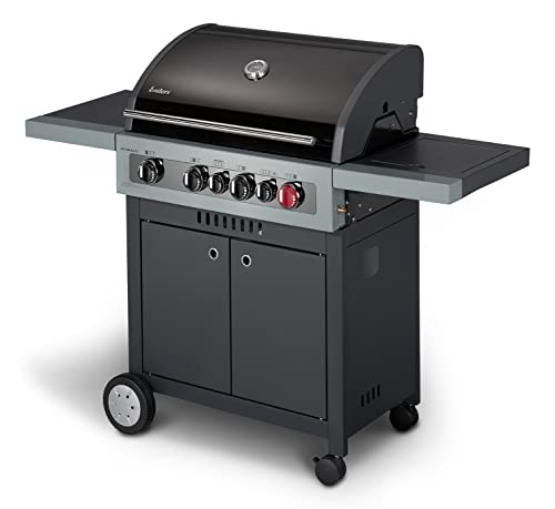 Enders® Gasgrill BOSTON BLACK 4 IK TURBO, 4-Brenner + Backburner-Infrarotbrenner, mit Kocher, TURBO ZONE & HEAT RANGE Brenner-Technologien von Enders®, Grillwagen, Außenküche #88636