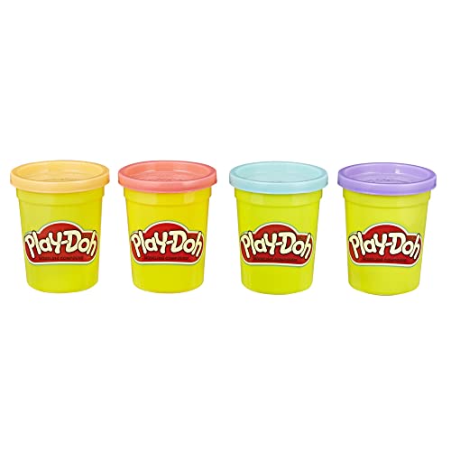 PlayDoh 4erPack Sweet, tolle Farben für Kinder ab 2 Jahren, 112gDosen (pink, hellblau, Hellorange, lila), Knete für fantasievolles und kreatives Spielen