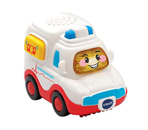 VTech Tut Tut Baby Flitzer - Rettungswagen – Spielzeugauto mit Musik, aufleuchtender Taste, spannenden Sätzen und Geräuschen – Für Kinder von 1-5 Jahren, 8,8 x 5,5 x 7 cm