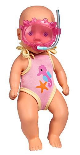 Simba 105030172 - New Born Baby Badepuppe, Vollvinylpuppe in Badeanzug mit Schwimmbrille, 30cm, Babypuppe, ab 3 Jahren