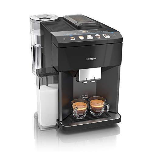 Siemens Kaffeevollautomat EQ.500 integral TQ505D09, viele Kaffeespezialitäten, Milchaufschäumer, integr. Milchbehälter, Keramikmahlwerk, Heißwasserfunktion, automat. Dampfreinigung, 1500 W, schwarz