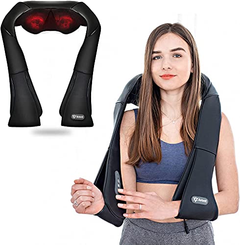 Aront Nackenmassagegerät mit Wärmefunktion,Shiatsu Massagegerät mit 3D-Massage von tiefem Gewebe,Muskelschmerzlinderung für Nacken, Rücken, Schulter, Beine, Füße-massagegerät mit wärmefunktion