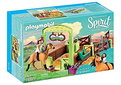 PLAYMOBIL DreamWorks Spirit 9478 Pferdebox Lucky & Spirit, Ab 4 Jahren