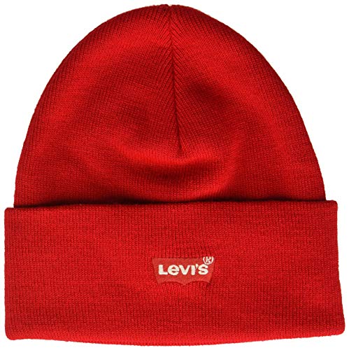 Levi's Herren RED Batwing Embroidered Slouchy Beanie Strickmütze, Rot