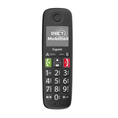 Gigaset E290HX - DECT-Mobilteil mit Ladeschale – Schnurloses Senioren-Telefon für Router und DECT-Basis – Fritzbox-kompatibel - großes Display und Tasten, Verstärker-Funktion, Schwarz