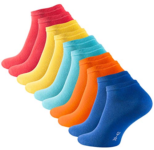 STARK SOUL 10 Paar Essentials Sneaker Socken | Baumwolle schwarz weiss grau jeans blau rosa rot gelb orange bunt, OEKO-TEX Standard 100   / Größe: 38/38 - 47/50