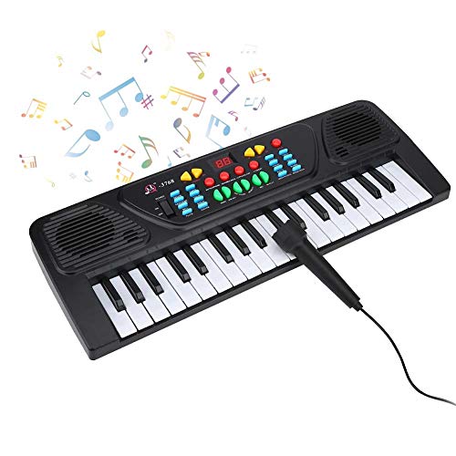 Kinder Klavier Key Keyboard, 37Key Elektronisches Keyboard Tastatur Piano Digitalklaviertastatur Musikinstrumente E Piano mit Mikrofon für Jungen Anfänger Kinder Jugendliche