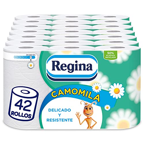 42 Rollen Regina Camomila Toilettenpapier 3-lagig, 150 Dienstleistungen pro Rolle, parfümiert mit Kamille-Duft