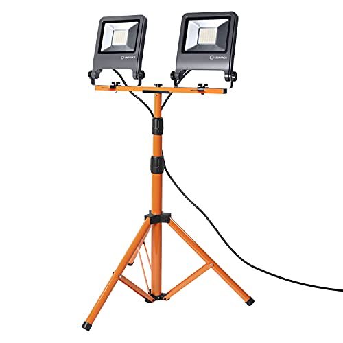 LEDVANCE LED Arbeitslicht, Leuchte für Außenanwendungen, Kaltweiß, Tripod-Ständer, LED Worklight, 2 x 50 Watt [Energieklasse F]