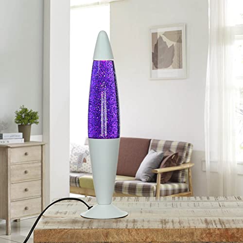 EASYLIGHT Dekorative Lavalampe JENNY Glitter Violett Lila Weiß 42cm hoch Tischleuchte Stimmungslicht [Energieklasse G]