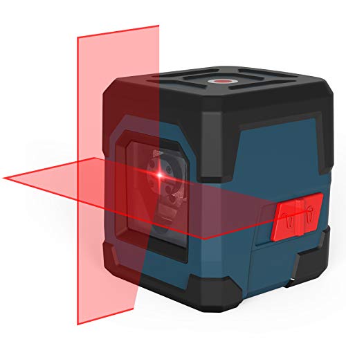 Kreuzlinienlaser, RockSeed 15M ± 0,2 mm/m Selbstnivellierend Linienlaser, 1m Stoßfest Drehbar Vertikale/Horizontale Roter Laser Level, IP54 Staub & Wasserschutz inkl. 2*AA Batterien & Schutztasche