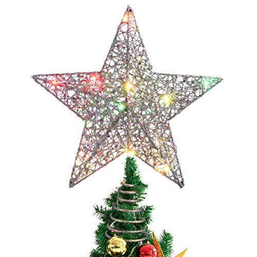 STOBOK Weihnachtsbaum Stern Topper Lichter 25cm Weihnachtsbaumspitze glitzernder baumkronen Lampe Ornament Party Dekoration