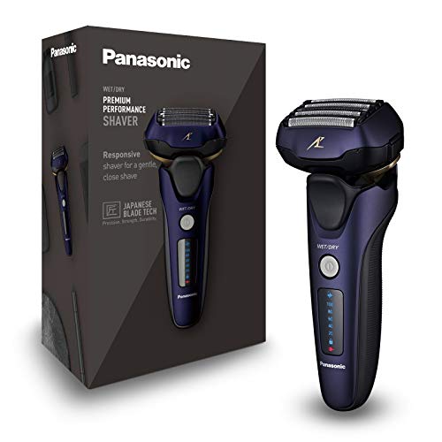 Panasonic ES-LV67 elektrischer Nass- & Trockenrasierer, 5-fach-Scherkopf mit Linearmotor und Bartsensor Technologie, inklusive Pop-up Trimmer und 16D-Multi-Flex-Kopf, navy blau