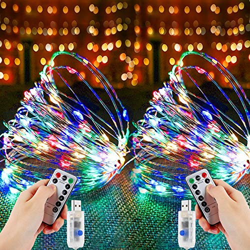 Led Lichterkette, Nasharia 2 Stück 10M 100LED USB Lichterkette Draht Wasserdicht mit Schalter, Kupferdraht Stimmungs Lichterkette für Zimmer, Innen, Weihnachten, Außen, Party, Hochzeit, DIY usw. [Energieklasse A]