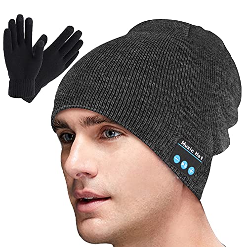 Sminiker Geschenke für Männer Bluetooth Mütze mit V5.0 Bluetooth Mütze Geschenke für Männer Teenager Ihn Weihnachten Kopfhörer Mütze waschbar Neutraler Hut