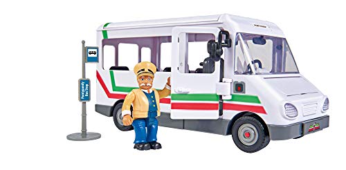 Simba 109251073 - Feuerwehrmann Sam Trevors Bus, mit Trevor Figur, mit Crashfunktion, Türen und Dach zum Öffnen, 21cm, für Kinder ab 3 Jahren