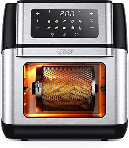 Innsky Heißluftfritteuse 10L, 1500W Airfryer Heissluftfritteuse mit 10 Programmen, Heißluftofen mit 6 Zubehör, Air fryer Friteuse ohne öl, Edelstahl Heißluftbackofen mit LED-Touchscreen, Rezeptbuch