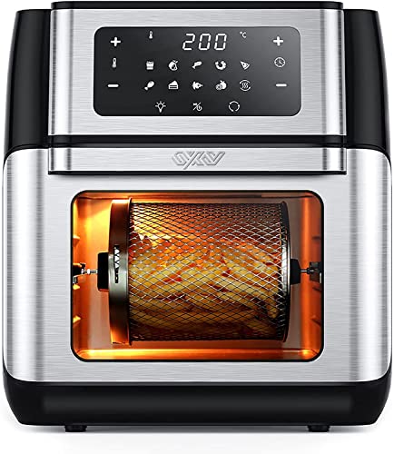 Innsky Heißluftfritteuse 10L, 1500W Airfryer Heissluftfritteuse mit 10 Programmen, Heißluftofen mit 6 Zubehör, Air fryer Friteuse ohne öl, Edelstahl Heißluftbackofen mit LED-Touchscreen, Rezeptbuch