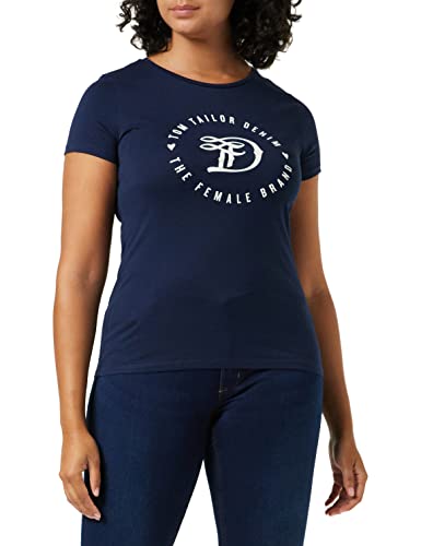 TOM TAILOR Denim Damen Basic Logo Basic Logo T-Shirt / Größe: XS - XL