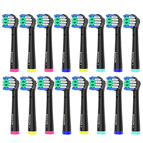 16 Stück Precision Clean Aufsteckbürsten Kompatibel mit Oral B Elektrische Zahnbürsten, Schwarz