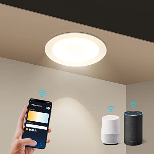 Aigostar LED Einbaustrahler Dimmbar 6W 360LM Smart CCT 3000-6500K Farbwechsel Warmweiße/Kaltweiß, ultra flach Einbauleuchten Kompatibel mit Alexa/Google Home [Energieklasse A+]