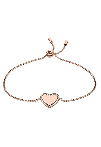 Fossil Damen Armband aus Edelstahl in Roségold mit Kette