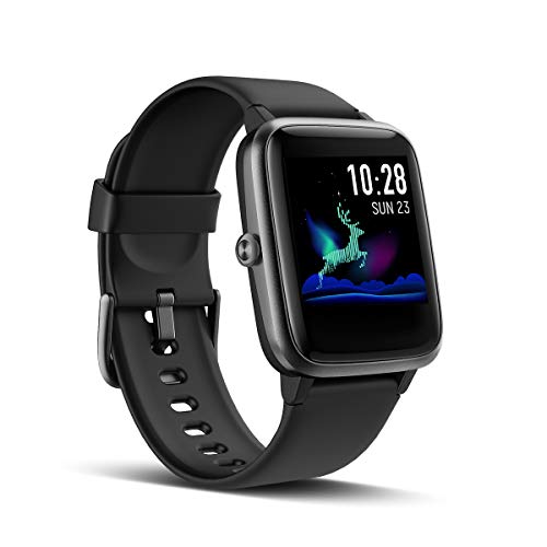 LATEC Smartwatch, Fitness Armband Voller Touch Screen Fitness Tracker IP68 Wasserdicht Fitness Uhr mit Pulsuhren Schrittzähler Schlafmonitor Damen Herren Armbanduhr Sportuhr für iOS Android (Schwarz)
