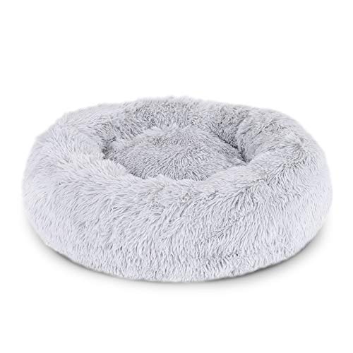 lionto Hundebett rund Hundekissen Hundesofa Katzenbett Donut, (XL) 70 cm Ø, Hellgrau