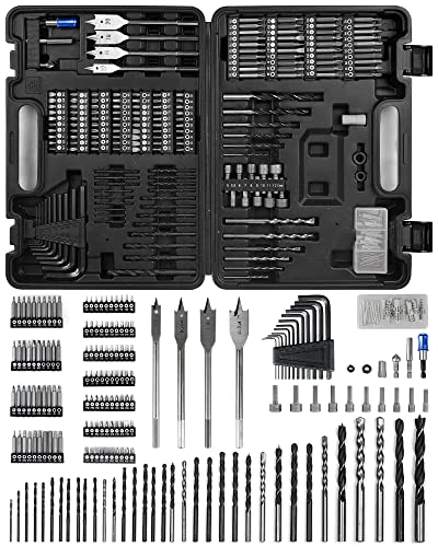 WESCO Bohrer Set Bits Set Bohrerset Bit Set Schrauberset Steckschlüssel Schrauberbits Set HSS Bohrmaschine Akkuschrauber Bitsatz Aufsätze Nüsse 199tlg. Metallbohrer Steinbohrer Holzbohrer Hart