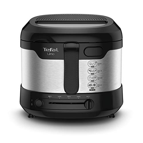 Tefal Uno M Fritteuse FF215D | 1600 Watt | Kapazität: 1 kg | Einstellbares Thermostat | Sichtfenster | Abtropfposition | Edelstahl/Schwarz