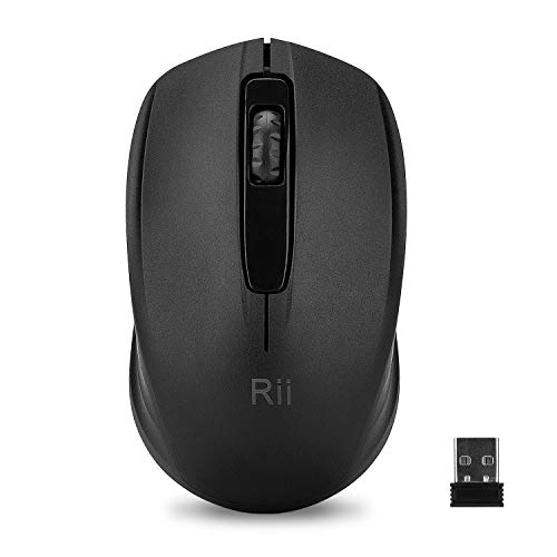 Rii Maus kabellos, 2.4G Funkmaus mit USB Empfänger(befindet Sich im Akkufach auf der Rückseite der Maus) 1000 DPI Für Links und Rechtshänder, PC/Laptop/Windows, Schwarz