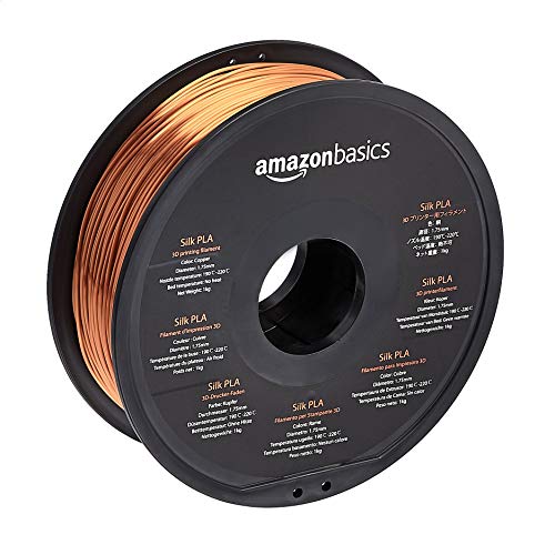 Amazon Basics – 3D-Drucker-Filament aus SILK-PLA-Kunststoff, 1,75 mm, 1-kg-Spule, kupferfarben