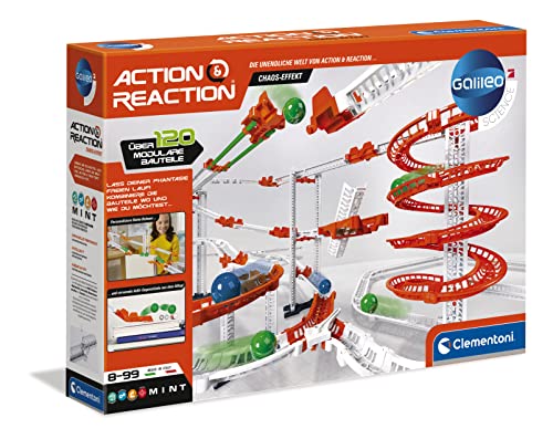 Clementoni 19116 Galileo Science – Action & Reaction Trampolin, spektakuläres Zubehör für die Kugelbahn, erweiterbarer Baukasten, Spielzeug für Kinder ab 8 Jahren