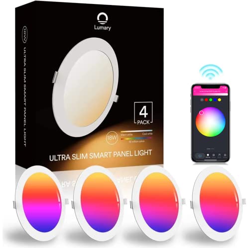 4er Pack Lumary Intelligente Einbauleuchte Alexa, 18W WLAN LED Decken Strahler, Farben Dimmbar RGBWW 2700K-6500K Smart Einbaustrahler, Musik Deckenspots Kompatibel mit Alexa Google Home