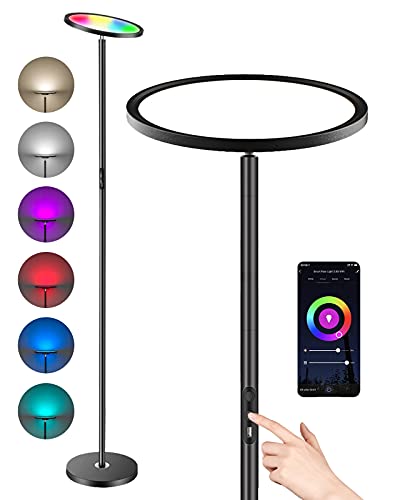 Anten LED Stehleuchte, Stehlampe Dimmbar RGB und Farbtemperaturen, Intelligente Standleuchten mit Alexa und Google APP, 25W Deckenfluter(Schwarz) für Wohnzimmer, Schlafzimmer, Büro, Kneipe, Hotel