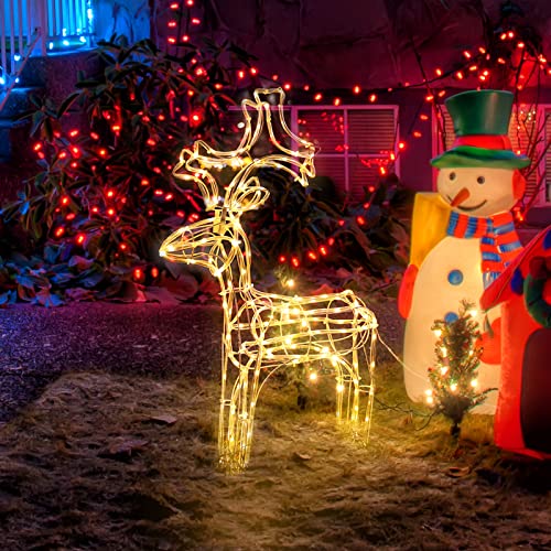 SALCAR 60cm LED Rentier Figur Beleuchtet Außen, Weihnachtsbeleuchtung Hirsch Deko Weihnachten,