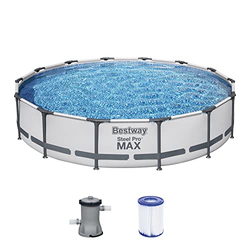 Bestway Steel Pro MAX Frame Pool-Set mit Filterpumpe Ø 427 x 84 cm, lichtgrau, rund