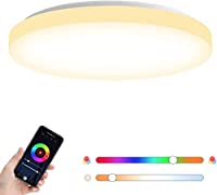 Alexa Smart Deckenleuchte 18W 1800LM Wifi Dimmbar LED Deckenlampe, Torkase RGB Farbwechsel Lampe für Kinderzimmer, Wohnzimmer, Schlafzimmer, Kompatibel mit Google Home, Φ30cm [Energieklasse F]
