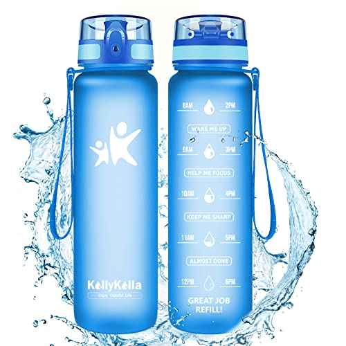 KollyKolla Trinkflasche - 500ml Wasserflasche mit zeitmarkierungen und Filter, BPA-frei Auslaufsicher Sportflasche, Kohlensäure Geeignet