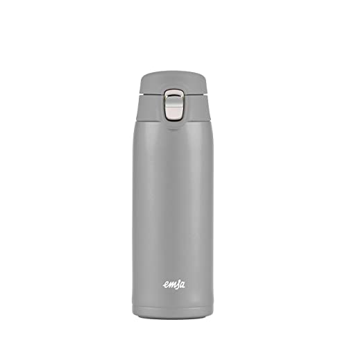 Emsa N21510 Travel Mug Light Thermo-/Isolierbecher aus Edelstahl | 0,4 Liter | 8h heiß | 16h kalt | BPA-Frei | 100% dicht | auslaufsicher | spülmaschinengeeignet | Klappverschlussystem | Grau