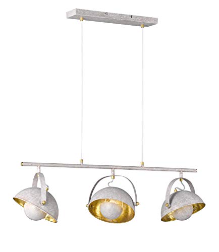 Licht-Erlebnisse Außergewöhnliche Pendelleuchte NADJA in Weiß Gold aus Metall Retro Lampe Esszimmer Esstisch