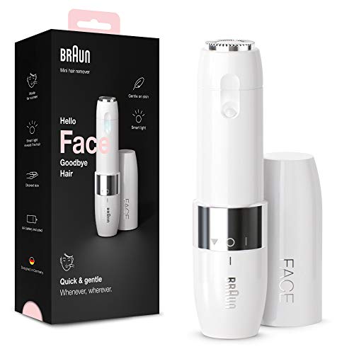 Braun Face Mini-Haarentferner, elektrischer Gesichtshaarentferner für Damen, kleiner Rasierer für schnelle und sanfte Rasur, Oberlippe, Kinn und Wangen, Muttertagsgeschenk, FS1000, weiß