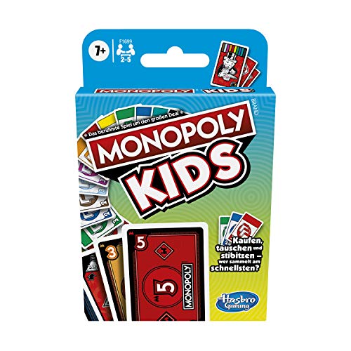 Hasbro Monopoly Kids, schnelles Kartenspiel für 4 Spieler, Spiel für Familien und Kinder ab 7 Jahren