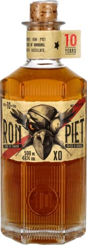 RON PIET RUM – 10 Jahre alter Rum aus Panama mit feinstem Rohrzucker, Single Barrel Rum aus Bourbon-Fässern, in Sechskant-Flasche, 1 x 0.5 l