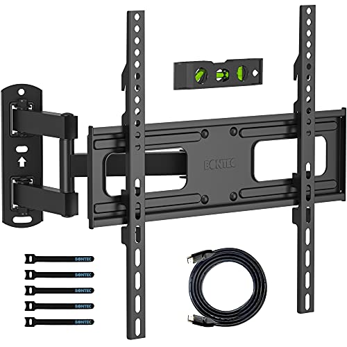 BONTEC TV Wandhalterung für 27-55 Zoll LED LCD Flach/Curved TVs bis zu 35 kg, Schwenkbar, Neigbar, Voll Bewegliche TV Halterung, max. VESA 400x400 mm