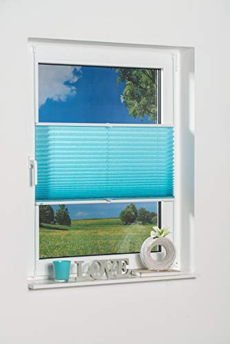 K-home 360273-41 Klemmfix-Plissee, Iceblau / Größe: 35×130cm