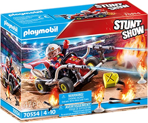 PLAYMOBIL Stuntshow 70554 Feuerwehrkart, Für Kinder von 4 - 10 Jahren