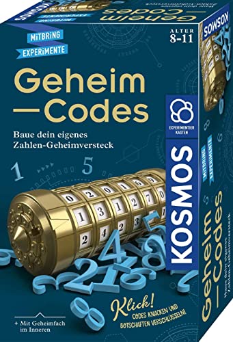 KOSMOS 658076 Geheim-Codes, Baue ein eigenes Zahlen-Geheimversteck, Codes knacken, Nachrichten und Geheimnisse verschlüsseln, Experimentierset für Kinder ab 8 - 11 Jahre, Kryptex Mitbringsel Geschenk